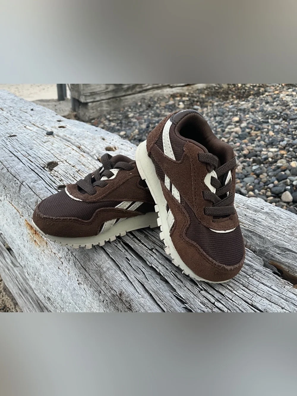 Reebok Baby Classic Athletic Shoes Brown Cream Suede Low Top Sneaker in Box Sz 4